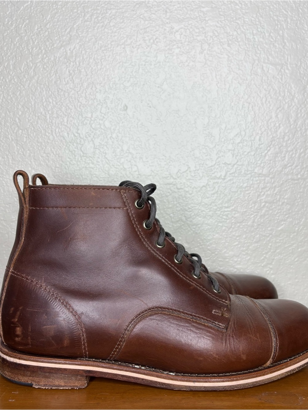 Helm The Zind Mens Brown Leather Lace Up Ankle Boots Size 8.5 Made in USA - Picture 2 of 10